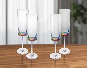 Set of Four Rainbow Geometric Acrylic Stemmed Flutes - Picture 1 of 7