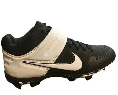 Nike Alpha Huarache Varsity Mid Men 12 Black Cleats AO7956-003 Sporty Baseball - Image 1 of 4