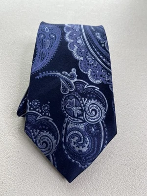 Corbata hecha a mano 100 % seda con patrón de cachemira azul Sean Jean nueva sin etiquetas Foto 1 de 4