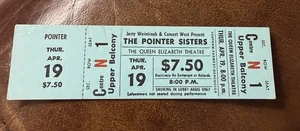 POINTER SISTERS RARE UNUSED CONCERT TICKET TORONTO, ON 04/19/1979 - Picture 1 of 1