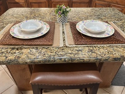 Juego de 2 cargadores de placas tejidas de ratán cuadrados de 14" boho francés rústico Foto 1 de 4