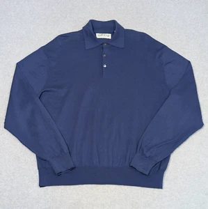 Suéter de Colección Orvis para Hombres Talla XL 1/4 Botón Algodón/Seda/Cachemira Pullover Azul - Imagen 1 de 6