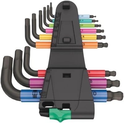 Wera 950/9 Hex-Plus Multicolor 2 L-Key 9pc Set Metric, 05133164001, Free Ship - Image 1 of 4