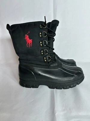 Polo Ralph Lauren Zapatos Liam Goma Nylon Botas Altas Negras Talla 8D Foto 1 de 4
