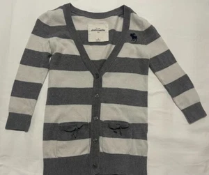 Abercrombie & Fitch Kids- Cardigan Sweater with White Gray Stripes- GIRLS SMALL - Picture 1 of 14