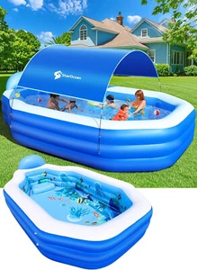 Großer aufblasbarer Pool mit Überdachung, Sitze, Rückenlehne, robust verdickt - Bild 1 von 7