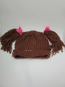 Sombrero Cabbage Patch Niños Tejido Niños Pelo Marrón 2015 Usado - Imagen 1 de 7