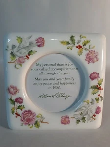 1980 William R. Chaney Thanks White Dove Floral Porclain standing Photo Frame 5" - Picture 1 of 5