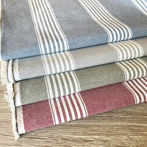 FAUSTA Strong Cotton Polyester blend Striped Fabric.Red,Blue,Green,Grey, - Picture 1 of 14