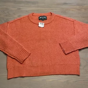 NUOVO maglione American Eagle cropped donna XS rosa pesca girocollo a costine morbido - Foto 1 di 17