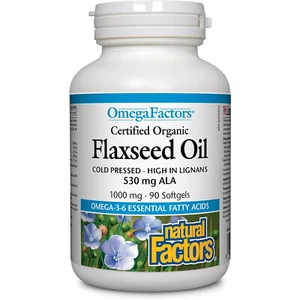 Natural Factors Omega Factors Organic Flaxseed Oil 530 ALA,1000mg,90 Softgels - Picture 1 of 2