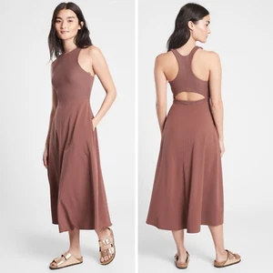 Athleta Mauve Midi Dress Athleisure Moisture Wicking UPF Protection Built-in-Bra - Picture 1 of 14
