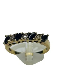 9ct Gold Sapphire & Diamond ETERNITY Ring - Picture 1 of 3