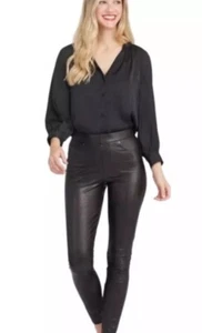 NWT SPANX JEANS Faux Leather Like Ankle Skinny 20282R Black Women S $148 - Picture 1 of 8