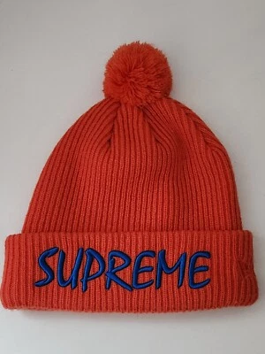 FW13 Supreme New Era beanie small box logo Very rare Orange Hat Vintage 2013 - Image 1 of 4