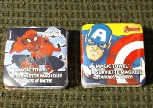 Marvel Ultimate Spiderman And Captain America Magic Towel Washcloth Set of 2 NEW - Picture 1 of 1