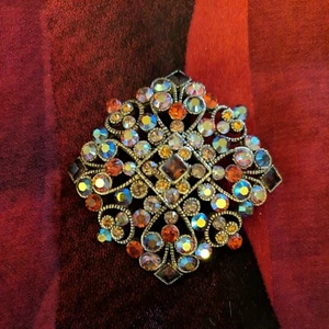 Vintage Huge JOAN RIVERS Multi Colored Stone  Brooch Pendant  - Picture 1 of 5