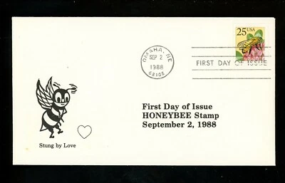 US FDC #2281 Ralph Pohl 1988 Omaha NE Honeybee Insect 1st Cachet - Image 1 of 2