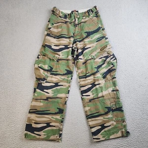 Y2K Route 66 Pants Boys 12 (24x24) Brown Camo Camouflage Cargo Baggy Wide Leg - Picture 1 of 10