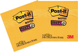 Paquete de 2 Almohadillas de Hojas Genuinas 3M Post-It Marca 3x3 pulgadas 100 Hojas Amarillo Canario 200T - Imagen 1 de 4