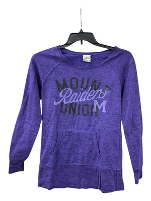 Moletom Mount Union Raiders feminino tamanho médio roxo desgastado Camp David - Imagem 1 de 4