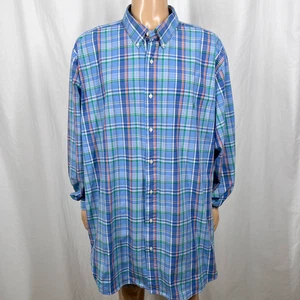 Ralph Lauren Herren 4XL groß blau kariert Stretch Baumwolle Langarm Knopfleiste Hemd - Bild 1 von 9