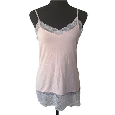 White House Black Market Y2K Lace Trim Cami Size M Pink Coquette Dainty Feminine - Image 1 of 4