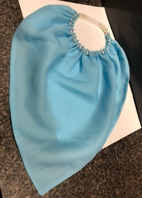 Ladies Ascot Scarf with beaded snap closure Necklace  - Blue Neckerchief  Scarf - Image 1 of 4