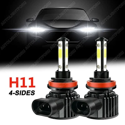 4-Sides H11 H9 LED Headlight Bulbs Low Beam Super Bright 15000W 2800000LM White - Image 1 of 4