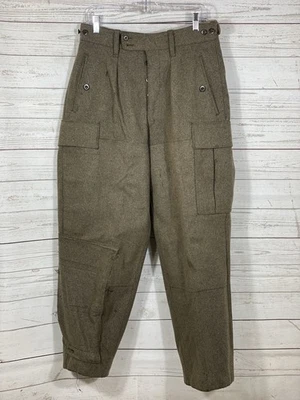 Vintage 1960’s M & S Heavy Wool Military Battle Trousers Men’s Size 32” X 30” - Image 1 of 4