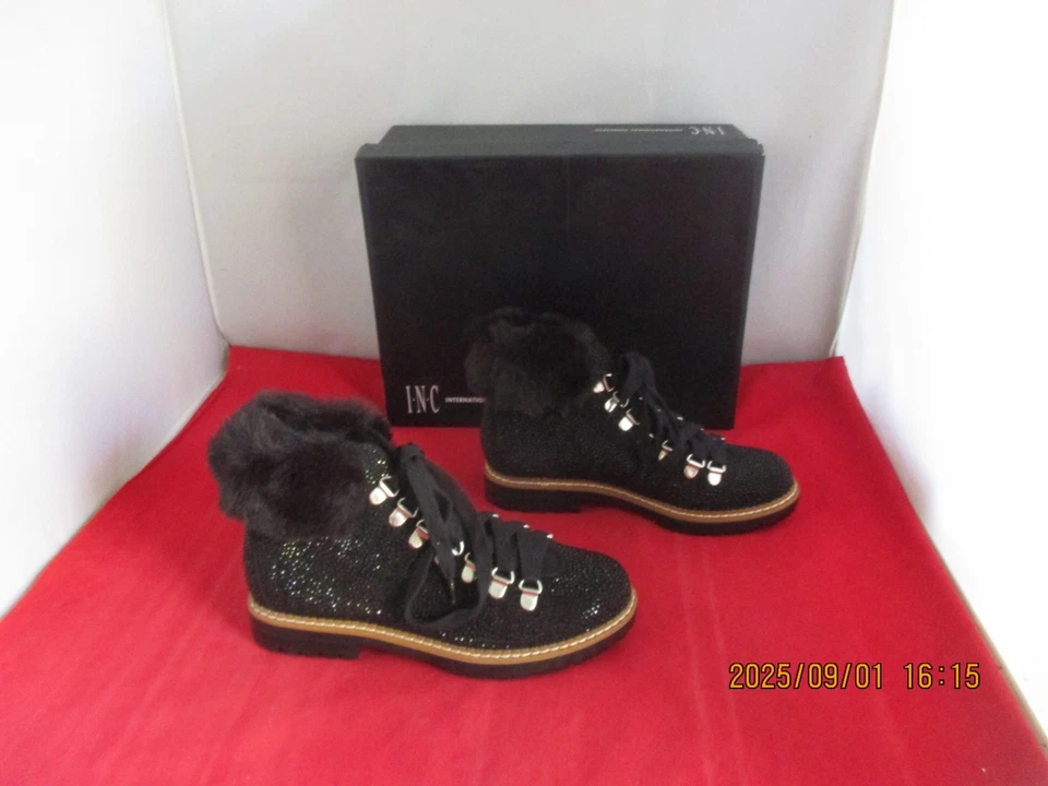 Inc International Concepts Womens Pravale Leather Almond Toe Black 1 Size 5.0
