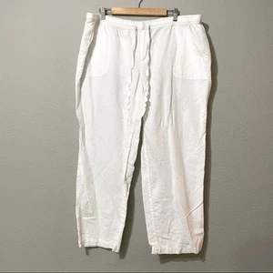 Pantalone donna Liz Claiborne bianco misto lino gamba larga casual pull on XXL spiaggia - Foto 1 di 8