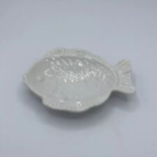 Vintage White Ceramic/Porcelain Fish Trinket/Soap Dish 5" X 4"