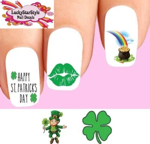Juego de 20 calcomanías de uñas tobogán acuático - Beso de tréboles del día de San Patricio surtido - Imagen 1 de 1