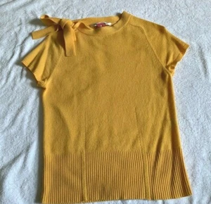 Diane von Furstenburg 100% Cashmere Sweater Short Sleeve w/Bow, Size M - Picture 1 of 6