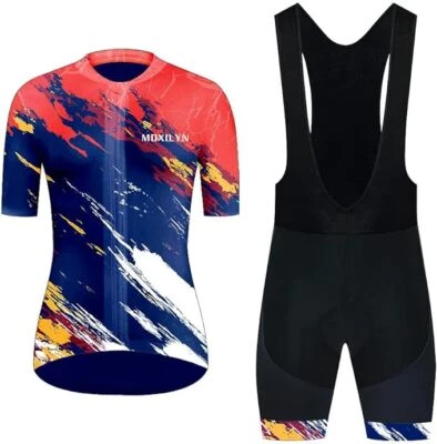 (Vendedor de EE. UU.) Conjunto de camisa de bicicleta de manga corta para mujer + juego de babero Foto 1 de 4