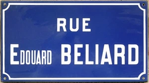 Old French enamel street sign plaque road name artist Édouard Béliard Etampes - Picture 1 of 1