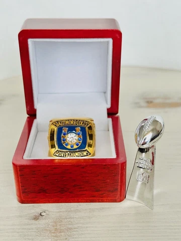 1970 Baltimore/Indianapolis Colts Championship Ring W Box + Trophy, US SHIP Cover