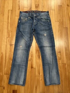 Rock Revival Jeans-Adrien-Men’s Sz 30/30 Blue Distressed embroidered - Picture 1 of 16