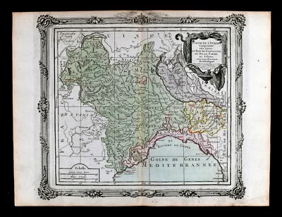 1766 Brion Map North Italy Riviera Nice Monaco Genoa Gulf Turin Parme Europe EU - Image 1 of 4