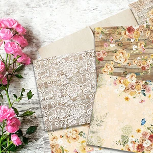 6in Vintage Floral Paper Pad Scrapbooking Album Making Journal Card Crafts 12PCS - Picture 1 of 11