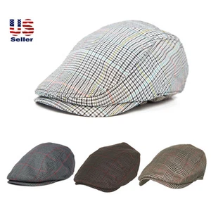 Klassische Vintage karierte Herren Gatsby Kappe Zeitungsjunge Efeu Mütze Sommer Winter Golf Cabbie - Bild 1 von 9