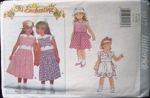 Butterick 3917 Girls Dress Scallop Sleeveless Sz 5 6 6X It's Enchanting Pattern - Picture 1 of 2