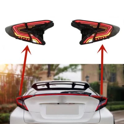 Pair Car Smoke LED Tail Light Assembly For Toyota C-HR 2018-2020 Black Rear Lamp - Image 1 of 4