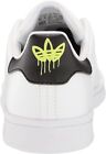Adidas Stan Smith Lace up Sneakers White Black Solar Yellow Striped Perforated