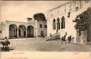 Postal del Tribunal de Justicia de Tánger Mónaco carga burros niños UND UNP - Imagen 1 de 2