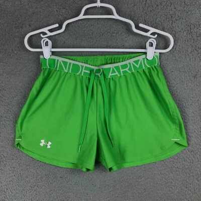 Under Armour Heat Gear Loose Womens Mid Rise Drawstring Athletic Green Shorts SM - Image 1 of 4