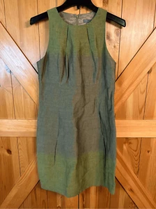 Vince Ombre Sheath Dress Linen Sleeveless Pocket Lined Green Classic 6 (4629) - Picture 1 of 7