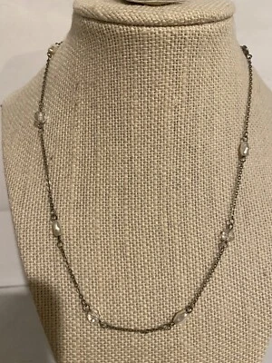 Collar Anthropologie x Serefina Mini Perla + Cadena de Cuentas PLATA $48. Nuevo con etiquetas Foto 1 de 4