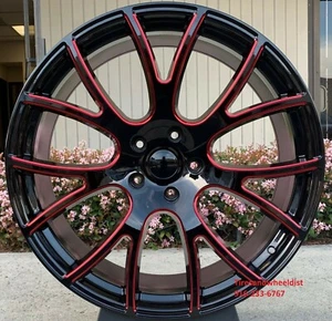22'' inch Wheels Tires Black Red Hellcat Charger Magnum Challenger Staggered New - Picture 1 of 5